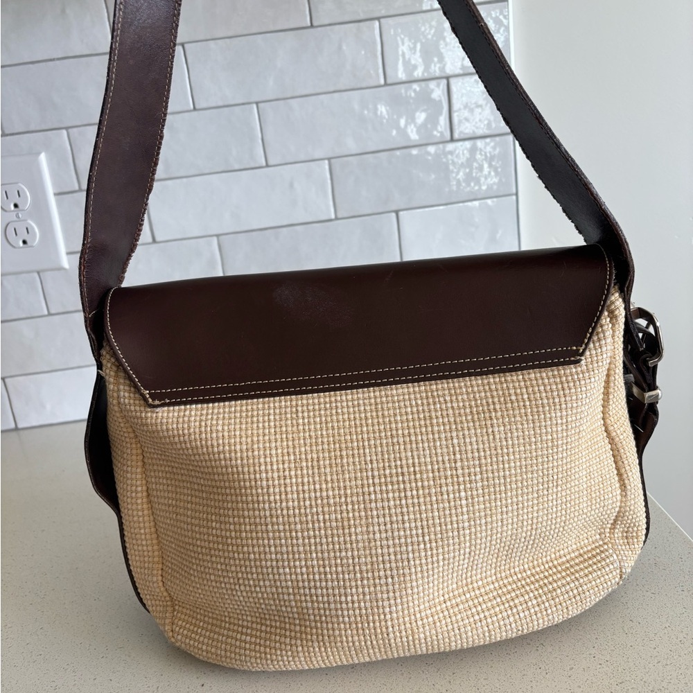 Vintage Francesco Biasia Women’s Shoulder Bag Brown Leather Cream EUC - Picture 4 of 12